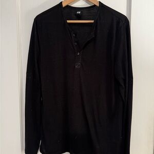 H&M Men's Black Long Sleeve Henley.